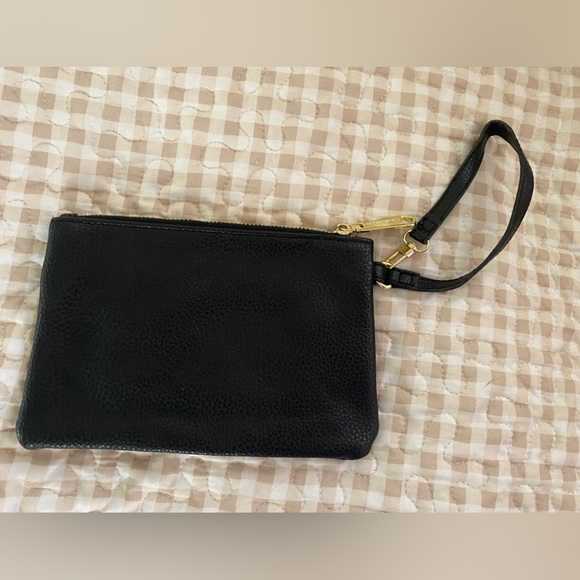 Steve Madden Handbags - Steve Madden | Black Faux Textured Leather Wristlet Pouch